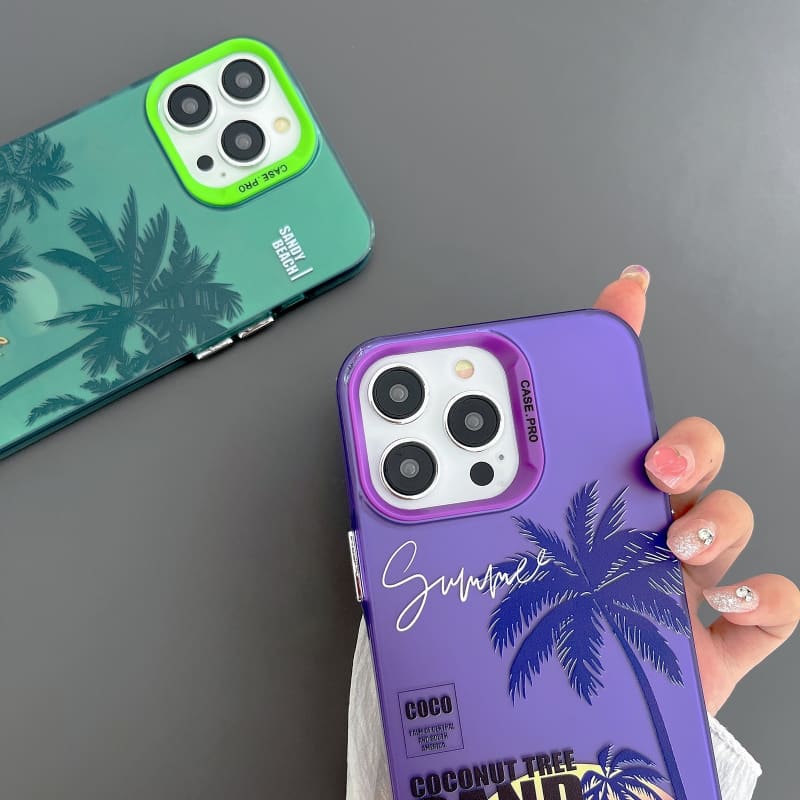 For iPhone 12 Pro Creative Oil Painting Colorful Sunset Scenery TPU + PC Shockproof Phone Case(Gree