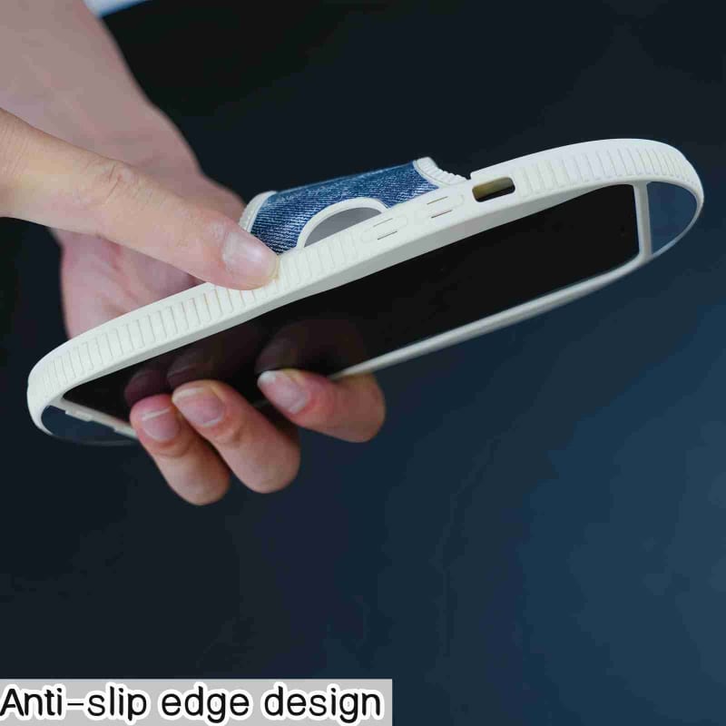 For iPhone 15 Creative Denim Slipper Design TPU Phone Case(Pink Purple)