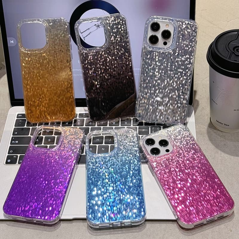 For iPhone 14 Pro Max Dynamic Colorful Rhombus Diamond Series PC + TPU Phone Case(Blue)