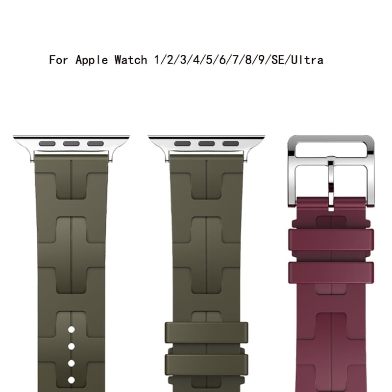 For Apple Watch Series 9 41mm H Texture Soft Silicone Buckle Watch Band(White)