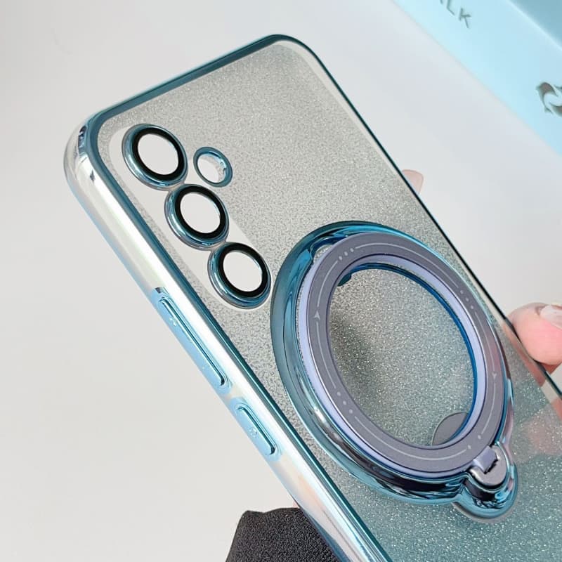 For Samsung Galaxy A52 4G/5G Rotation MagSafe Holder Gradient Glitter TPU Phone Case(Sierra Blue)