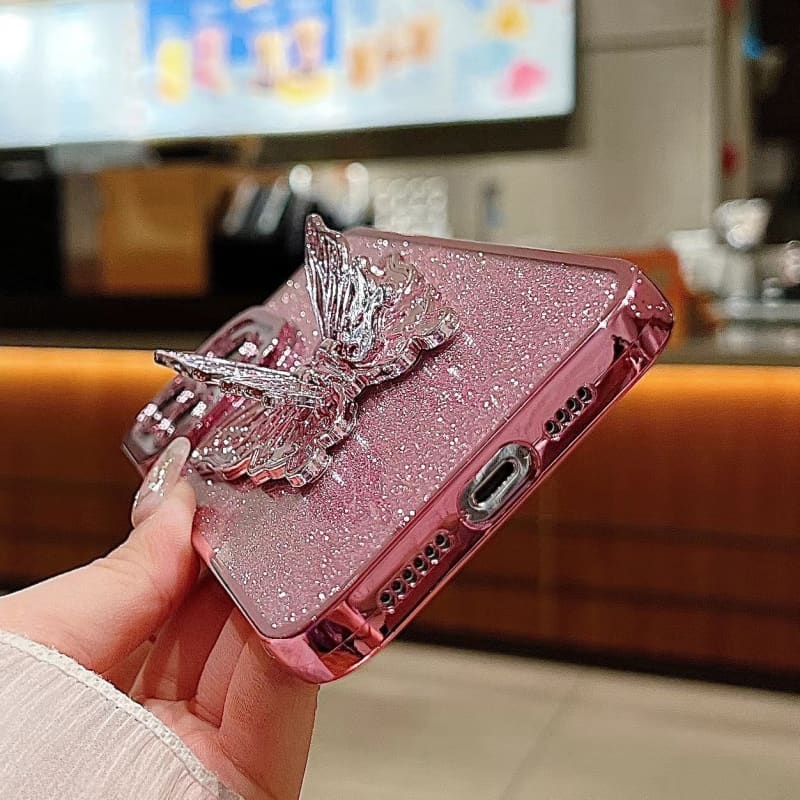 For iPhone X / XS Electroplated Glitter 3D Butterfly TPU Phone Case(Dark Night Purple)