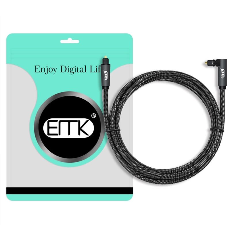 EMK 90 Degree Swivel Adjustable Right Angled 360 Degrees Rotatable Plug Nylon Woven Mesh Optical Aud
