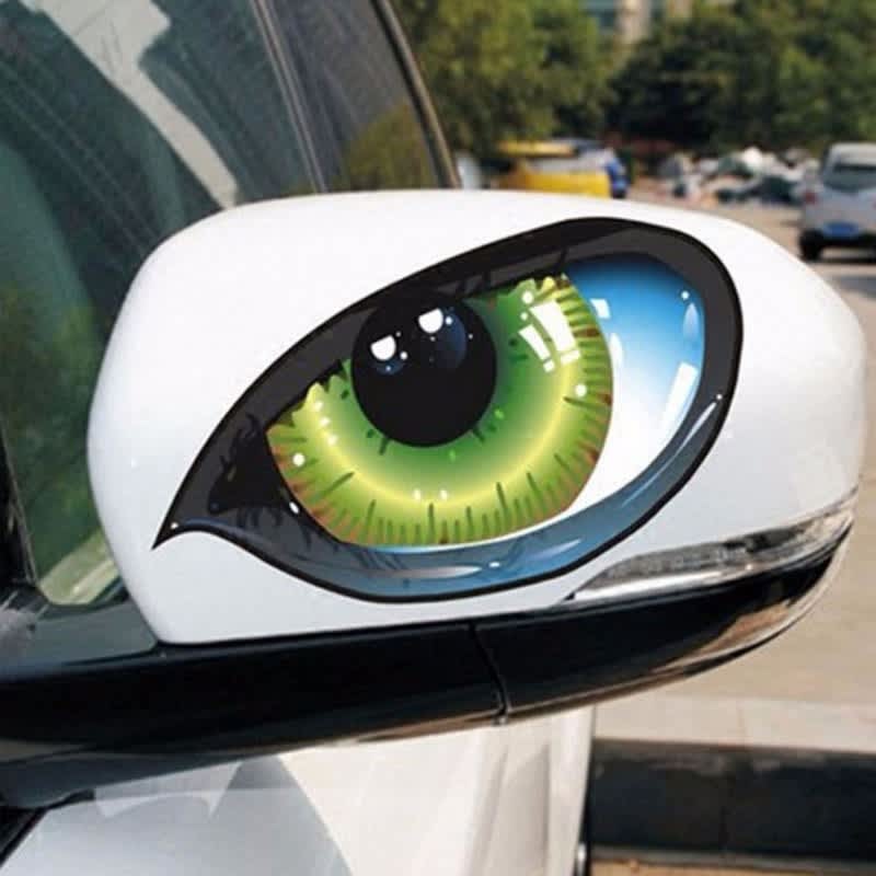 1pc Car Reflective Car Sticker Rearview Mirror Eye Funny Sticker 3D Scratch Blocking Body Sticker D