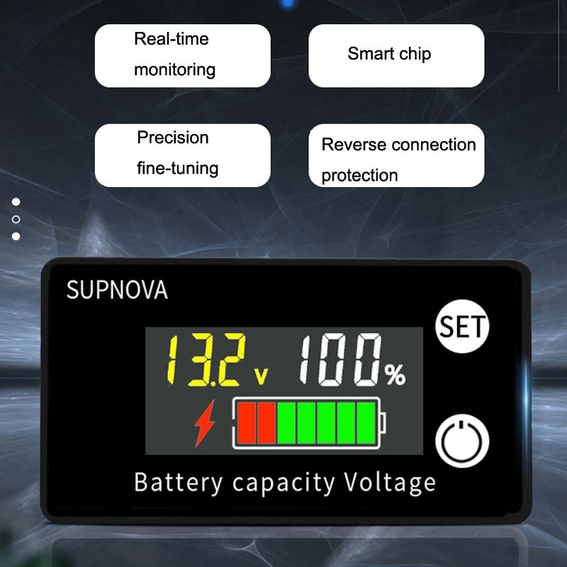 SUPNOVA LCD Color Screen DC Voltmeter Lithium Storage Battery Meter, Style: Ordinary Type