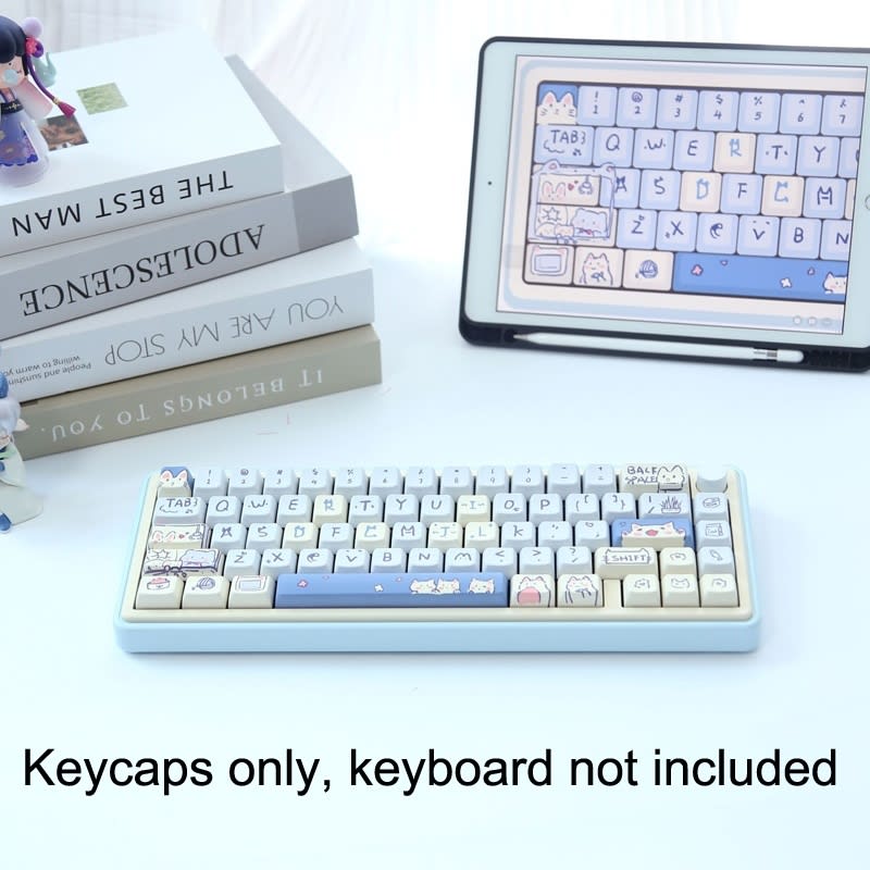 66 Keys 5-sided Heat Rise PBT Personalized Keycaps(Blue)
