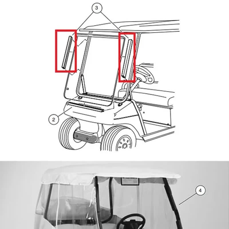 2pcs 32cm For Club Car One Piece Folding Windshield Tab Golf Cart Accessories 101444101