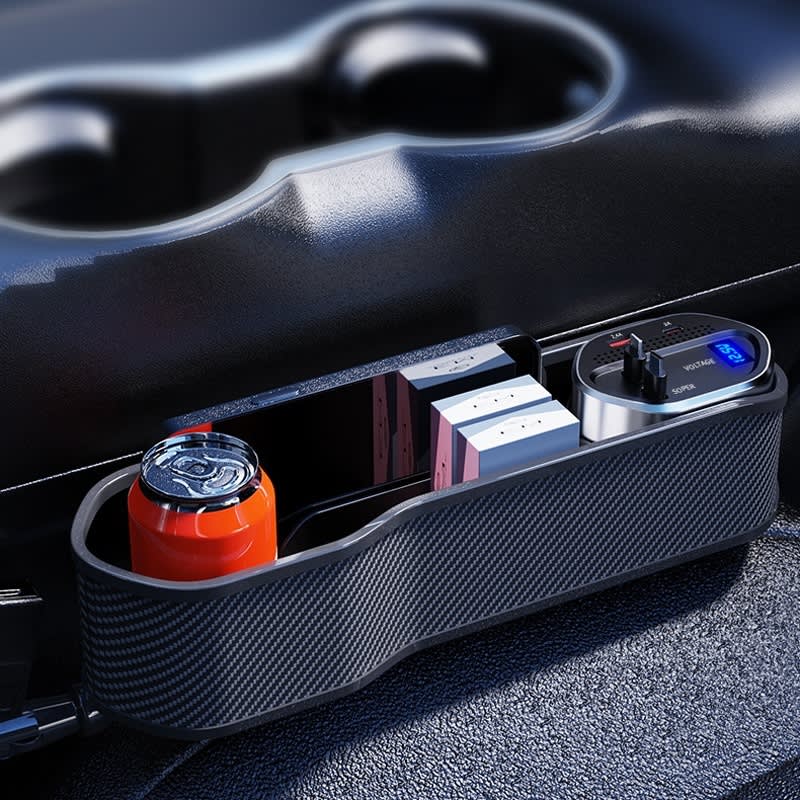 Digital Display Multifunctional Super Fast Charging Car Seat Gap Storage Box, Model: With Wireless