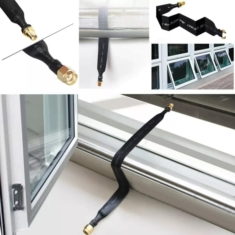 RP-SMA Male To Female  Fiberglass Antenna Through Wall Adapter Cable Flat Window Cable(40cm)