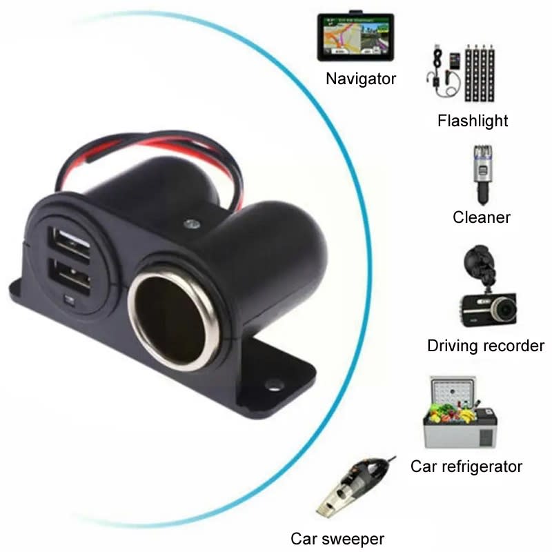 Car Charger Dual USB 3.1A/3100mA Modified With Cigarette Lighter(Bag+Screw)