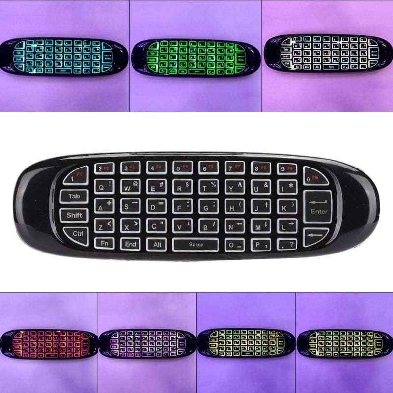 XF0753 RGB Backlight Wireless 2.4Ghz Air Mouse Remote Control With Qwerty Keyboard