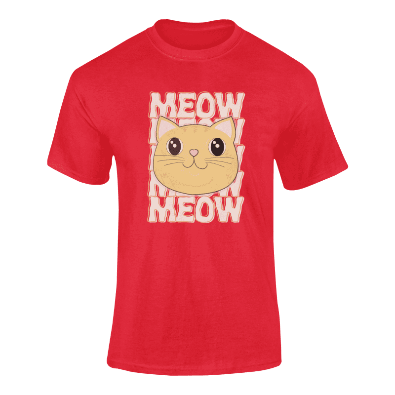 Tigger's Ark Meow Ginger Cat T-Shirt - 3X-Large / Red / Classic Unisex Fit