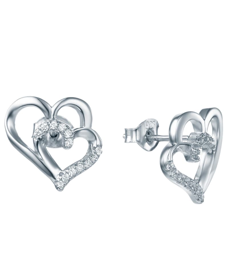Sterling Silver Double Heart Earrings SE00007