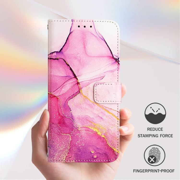 For Tecno Pop 7 / Pop 7 Pro PT003 Marble Pattern Flip Leather Phone Case(Pink Purple Gold)
