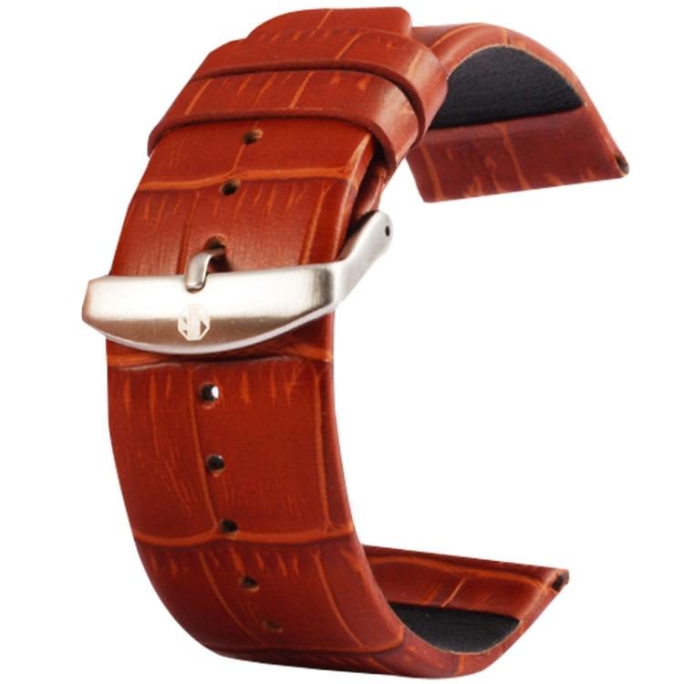 Kakapi for Apple Watch 38mm Crocodile Texture Brushed Buckle Genuine Leather Watch Band, Only Use...
