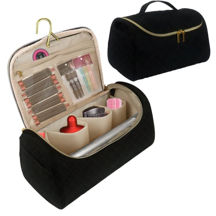 Travel Cosmetic Bag Curler Accessories Storage Bag(Black)