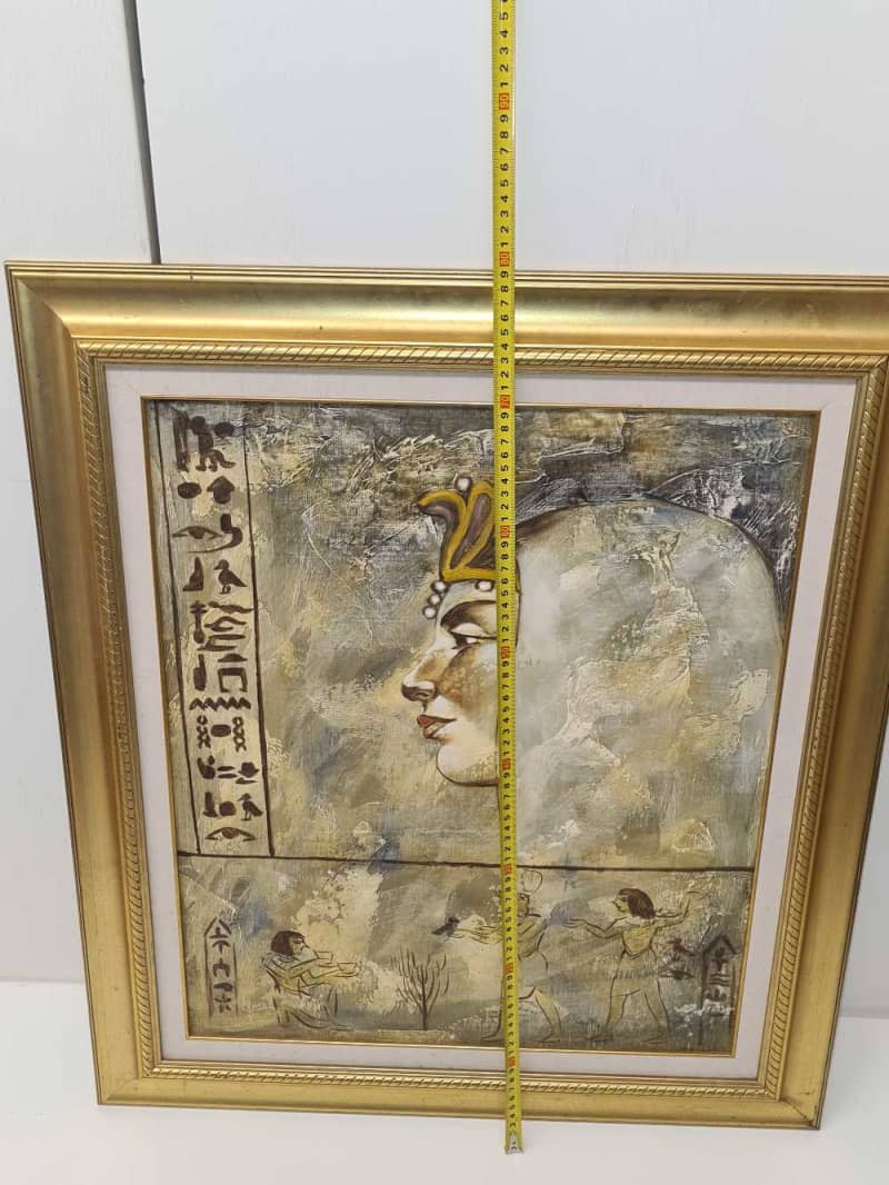 Egyptian framed oil on board painting