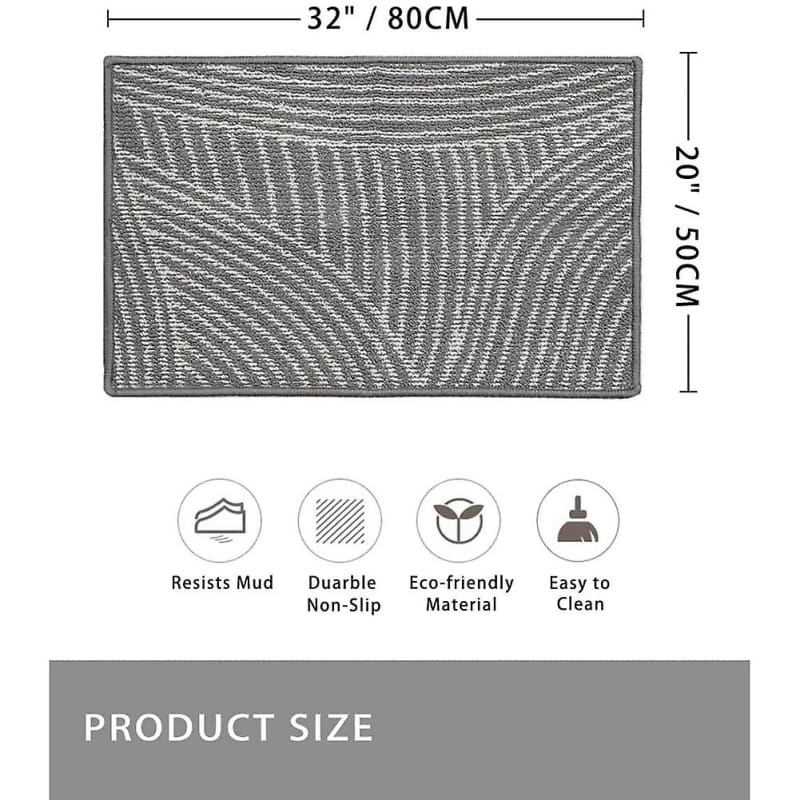 20 Inchx32 Inch Washable, Absorbent Dirt Area Entrance Gray Rug