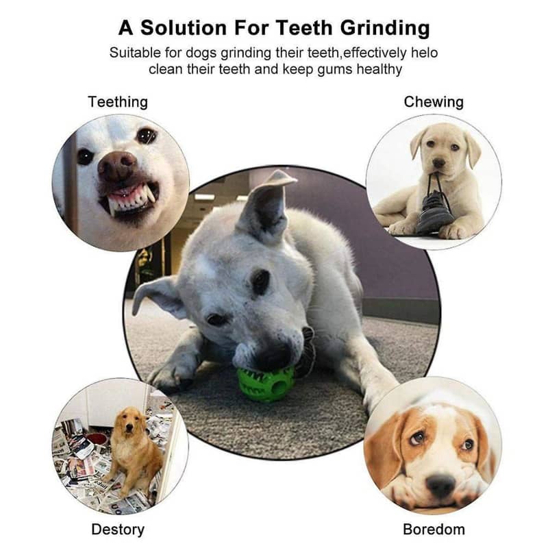 Dog Teeth Cleaning Balls,chewing Food Toys Ball Rubber(green)