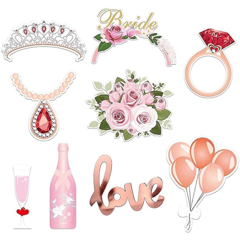 Wedding Photo Props Rose Gold,23 Pcs Hen Party Photo Booth Props