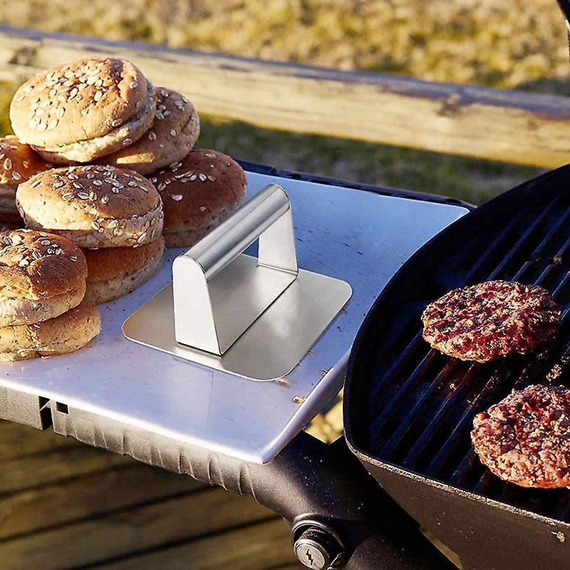 Stainless Steel Burger Press, 5.5 Inch Square Burger Smasher