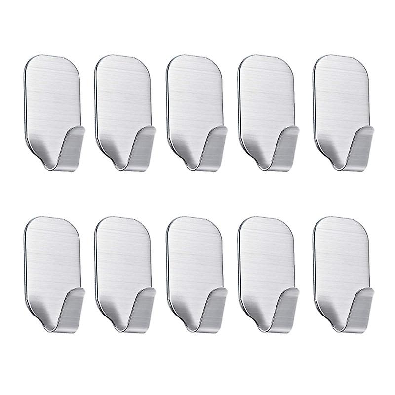 A Set Of 10 Sticky Stainless Steel Wall Brackets for Bathrobes