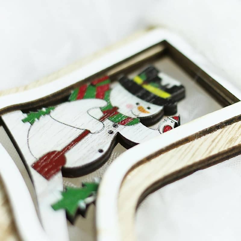 Christmas Pendant, Wooden Santa Claus Snowman Pattern Ornaments