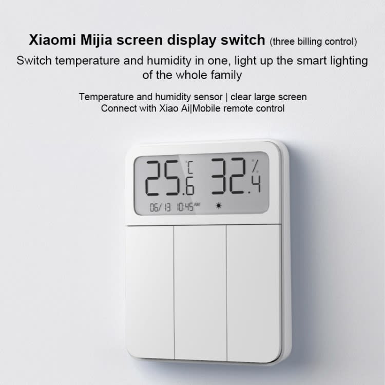 Original Xiaomi Mijia ZNKG03HL 3 Keys Smart Display Screen Lamps Wall Switch, Support Mobile Phone R