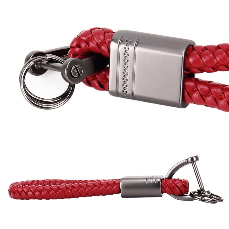 PU Leather Braided Strap Zinc Alloy Keychain Keyring, Random Color Delivery