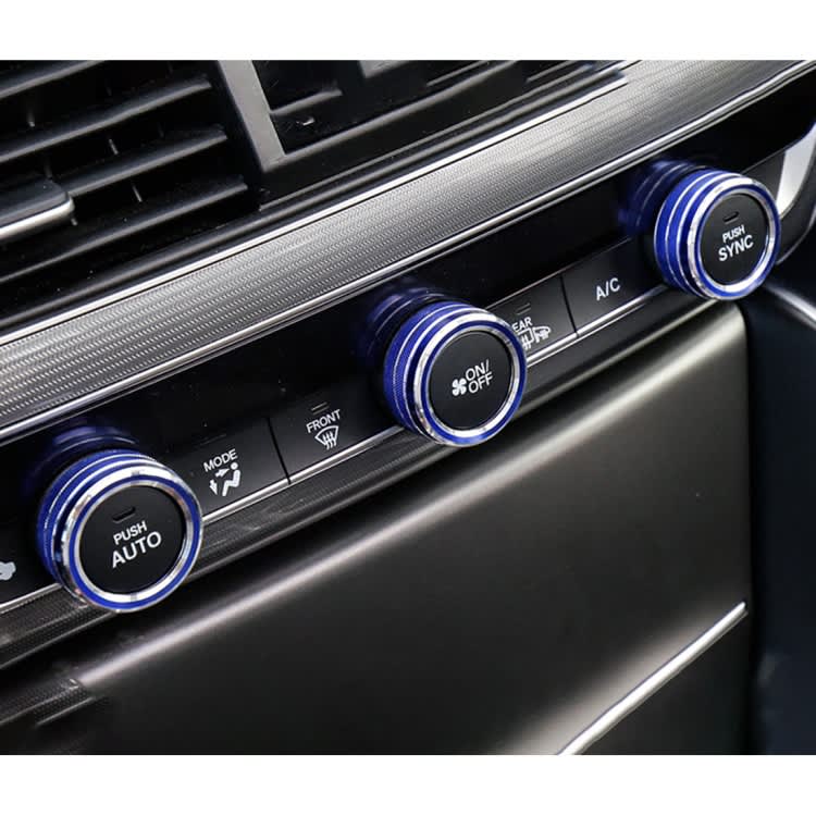 3 PCS Car Aluminum Alloy Air Conditioner Knob Case for Honda Tenth Generation Accord(Blue)