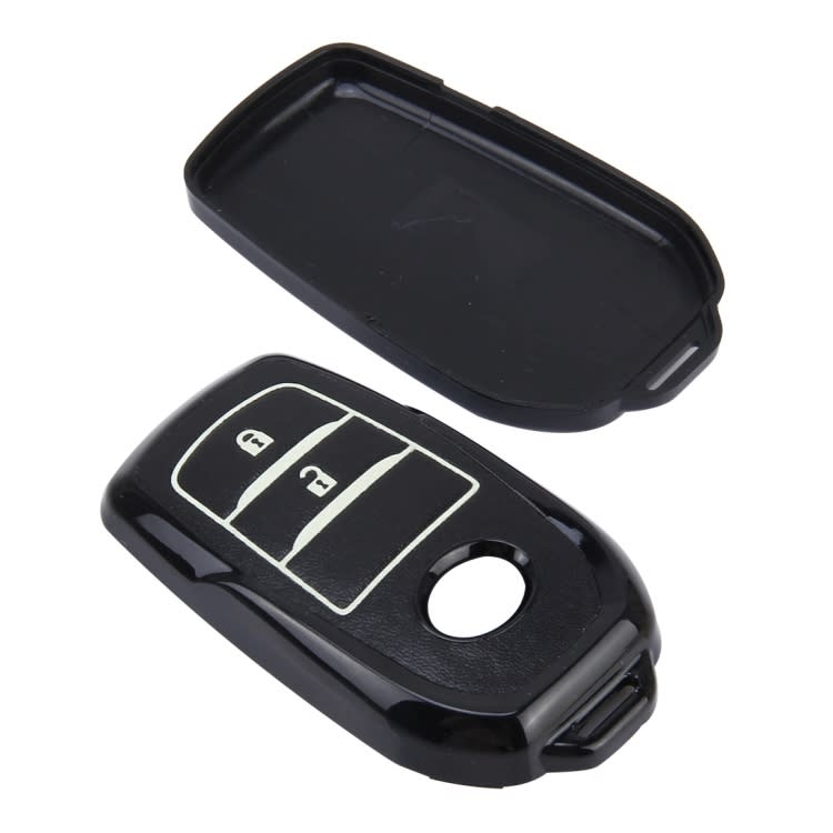 Car Auto PU Leather Intelligence Two Buttons Luminous Effect Key Ring Protection Cover for 2014 Ver