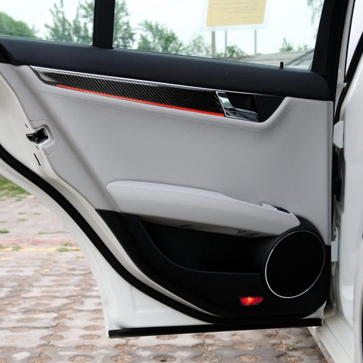4 PCS Car Carbon Fiber Red Inner Door Panel Decorative Sticker for Mercedes-Benz W204 2007-2013