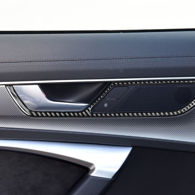 Car Carbon Fiber Inner Door Handle Decorative Sticker for Audi A6L / A7 2019-, Left and Right Drive