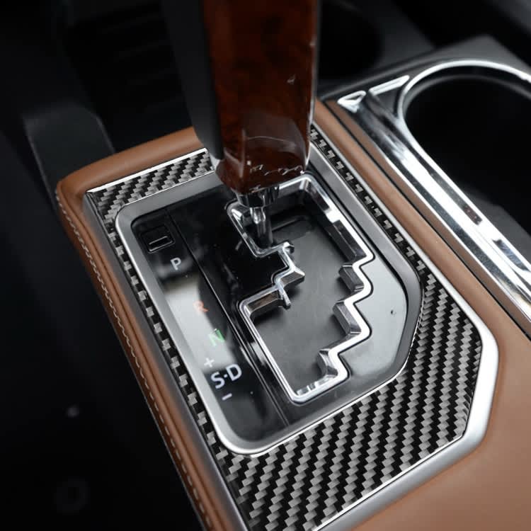 Carbon Fiber Car Gear Panel Decorative Sticker for Toyota Tundra 2014-2018, Left Right Driving Univ