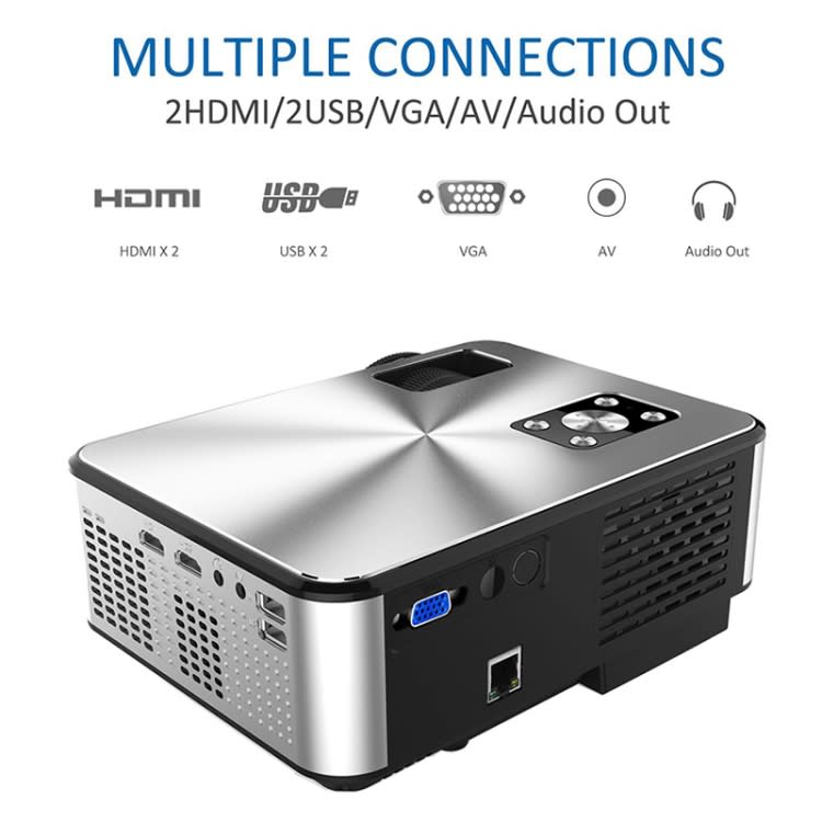 Cheerlux C9 1280x720 720P HD Smart Projector, Support HDMI x 2 / USB x 2 / VGA / AV(White)