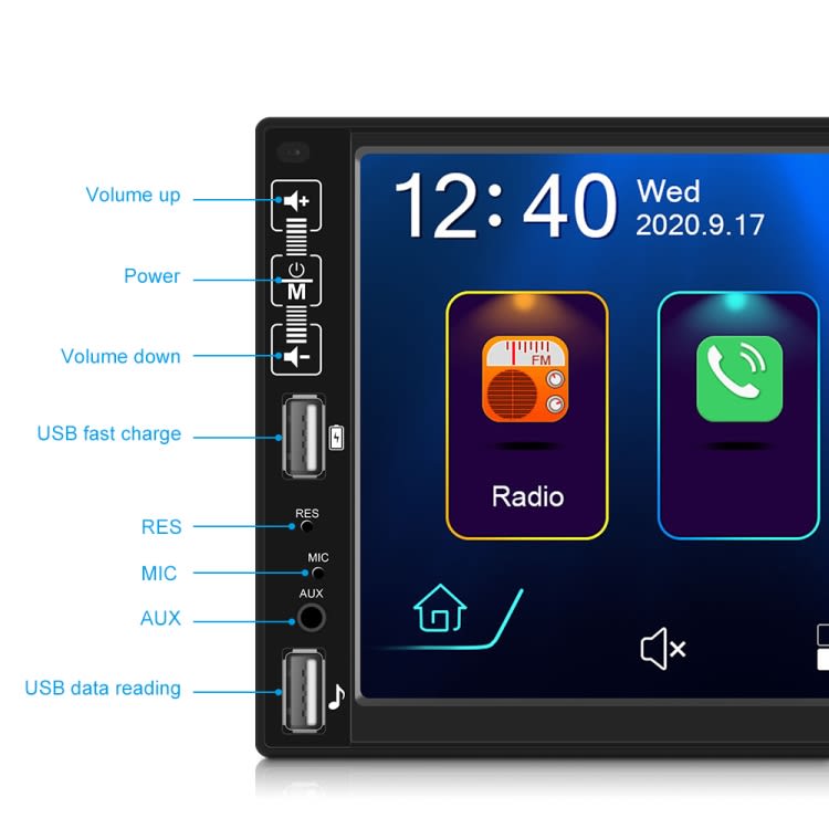 A2891 7 inch Car HD MP5 Carplay Bluetooth Music Player Reversing Image All-in-one Machine Support F