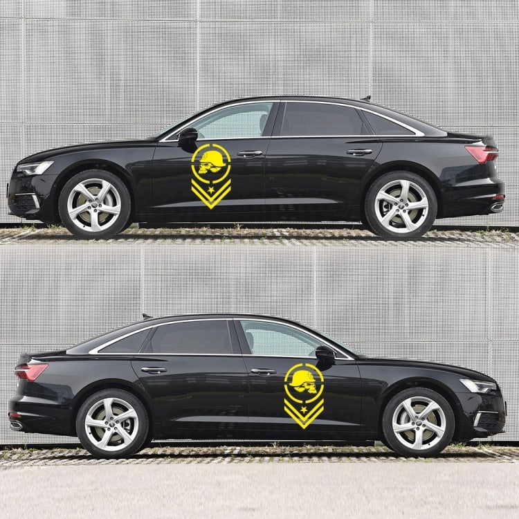 2 PCS/Set D-739 Skull Pattern Car Modified Decorative Sticker(Yellow)