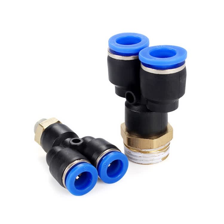 PX6-02 LAIZE 2pcs Plastic Y-type Tee Male Thread Pneumatic Quick Connector