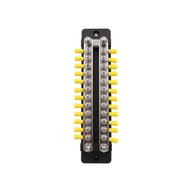 CP-3025 150A 12-48V RV Yacht Double-row 12-way Busbar with 28pcs Terminals(Black)