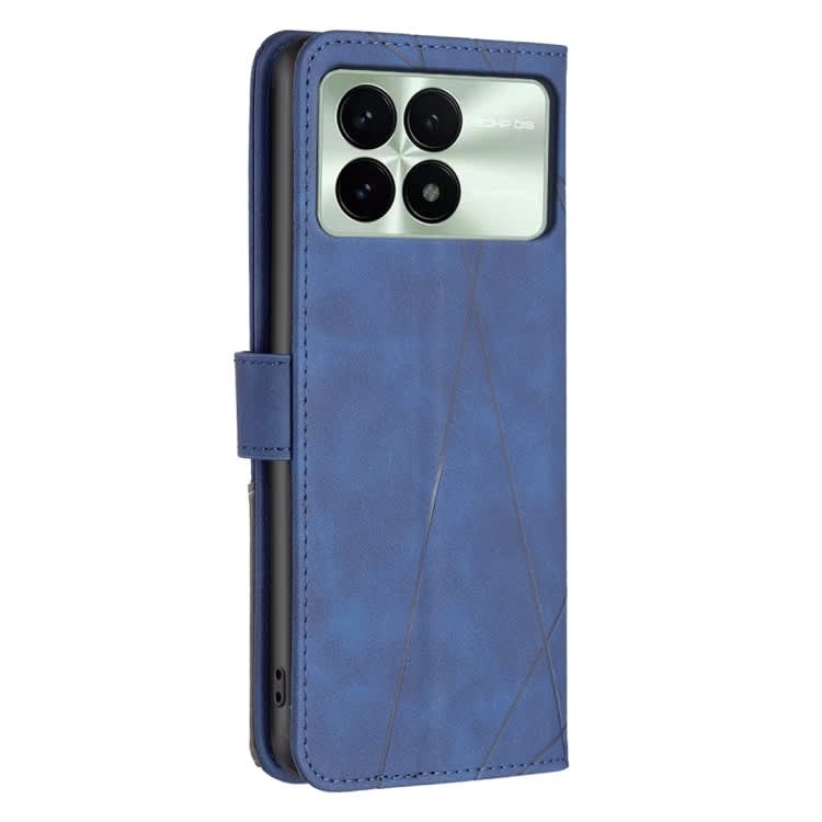 For Xiaomi Redmi K70E Magnetic Buckle Rhombus Texture Leather Phone Case(Blue)