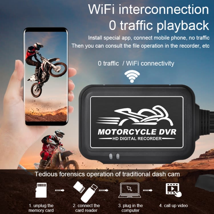 SE3 Dual AHD 1080P Waterproof HD Motorcycle DVR Without Screen, Support TF Card / Cycling Video / P