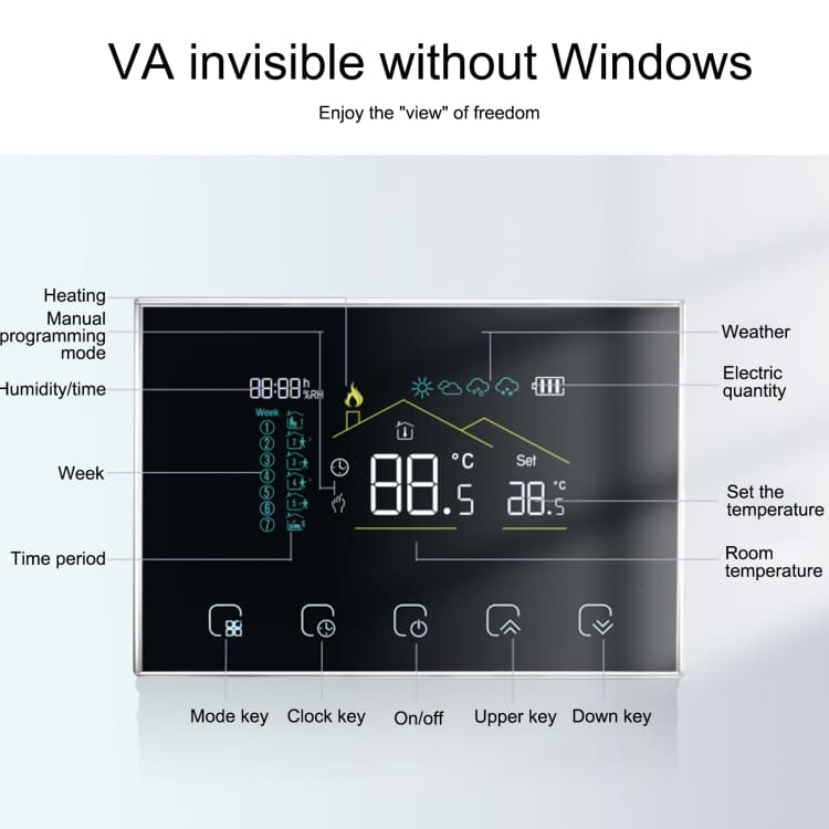 BHT-8000RF-VA-GB Wireless Smart LED Screen Thermostat Without WiFi, Specification:Electric Heating