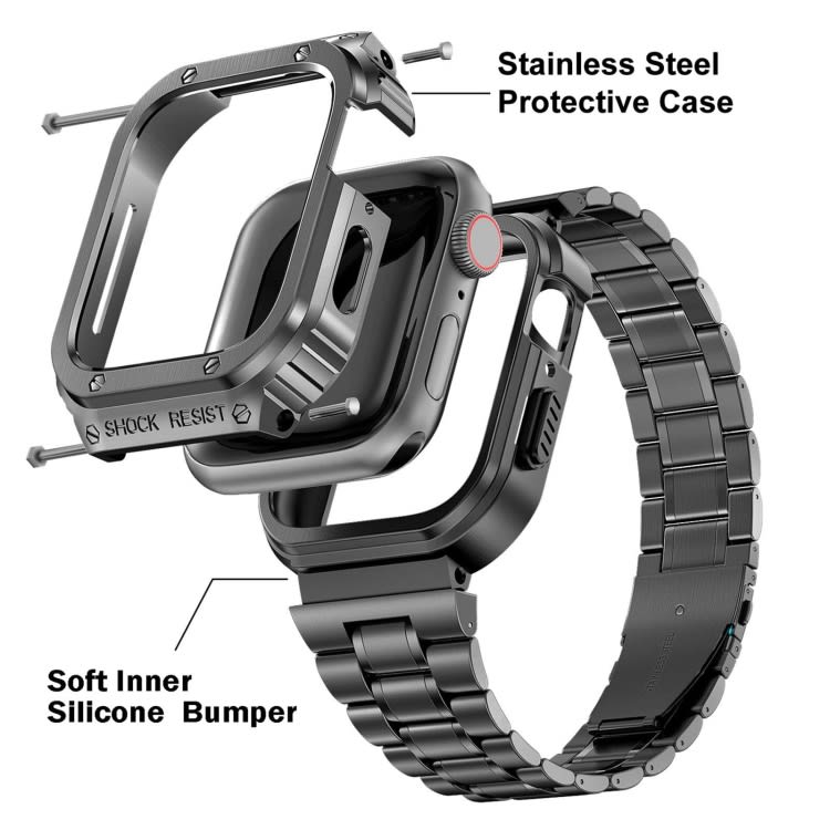 Metal Integrated Watch Protective Case For Apple Watch Series SE 2&6&SE&5&4 44mm(Grey)