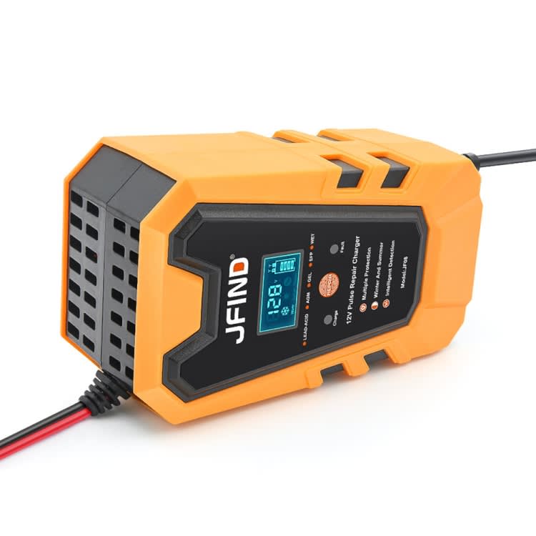 JFIND JF08 12V Mini Car Battery Charger Battery Restoration Instrument(EU Plug Orange)
