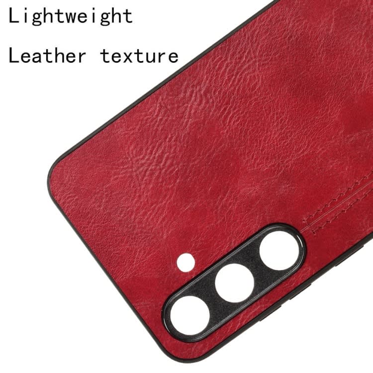 For Samsung Galaxy S24 5G Cow Pattern Sewing Back Cover Phone Case(Red)