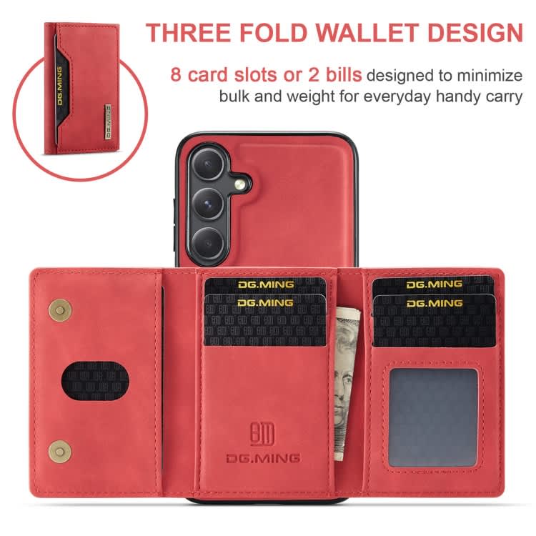 For Samsung Galaxy S24+ 5G DG.MING M2 Series 3-Fold Multi Card Bag + Magnetic Phone Case(Red)