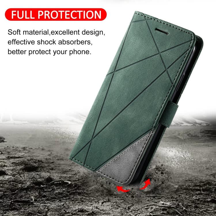 For Samsung Galaxy A55 5G Skin Feel Splicing Leather Phone Case(Green)