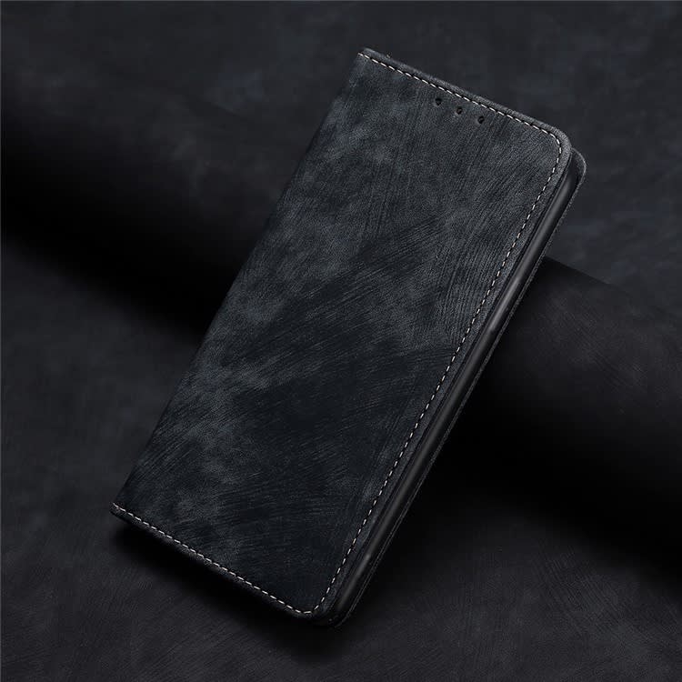 For Xiaomi Redmi Turbo 3 5G RFID Anti-theft Brush Magnetic Leather Phone Case(Black)