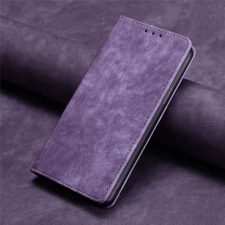 For Xiaomi Redmi Turbo 3 5G RFID Anti-theft Brush Magnetic Leather Phone Case(Purple)