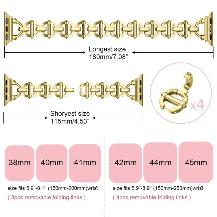 Ladder Buckle Metal Watch Band For Apple Watch Ultra 2 49mm(Gold)
